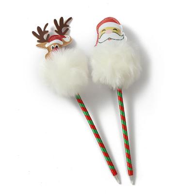 China POMPON Casual Favorite Plush Ballpoint Pen Kids Pen With Carton Animal Christmas Material Ballpoint Pen for sale