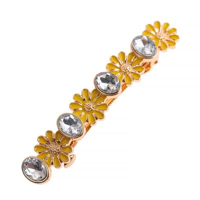 China New European and American style designer girls fashion colorful daisy flower hair accessories gold hair clips with crystal for women for sale