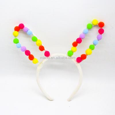 China 2020 Casual Fashionable Colorful Ball Design Long Tassel Ears Headband Deformable Ornaments For Girl for sale