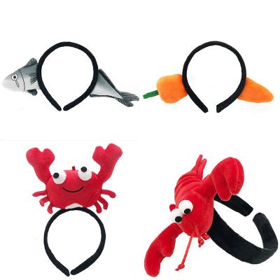 China Make Up Funny Cartoon Plush Doll Head Band For Kids Girls Belongs To Carrot Cut Dinosaur Hair Loop Head Headband for sale