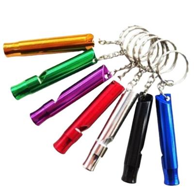 China Casual. key chain Mini Aluminum Alloy Whistle Keyring metal for outdoor camping emergency survival security sport metal hunting pipe key chain for sale