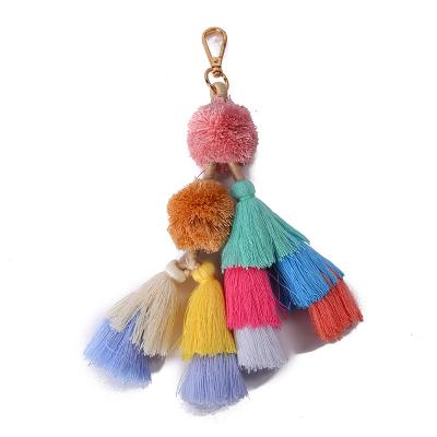 China Casual Bohemian Style Tassel Pendant with Pompom Ball for Bag Ornament for sale