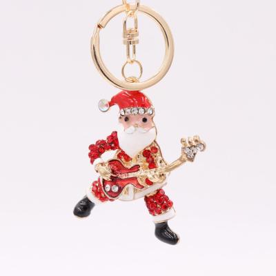 China 2022 Casual High Quality Rhinestone Santa Christmas Hat 3d Crystal Tree Shape Key Chain Gift Souvenir for sale