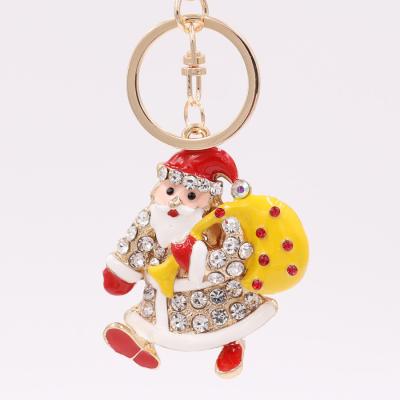 China Fashion Casual Women Bag Cute Christmas Car Keychains Accessories Metal Pendant Rhinestone Key Chain Keychain for sale