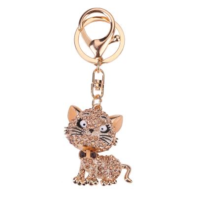 China 2022 new fashion boutique style cute cat diamond rhinestone key chain for women for sale