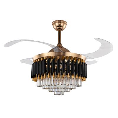 China Hotel Chandelier Ceiling Fan With Light With Outdoor 42 Inch 3 Color With Speaker Fan Crystal Chandelier for sale