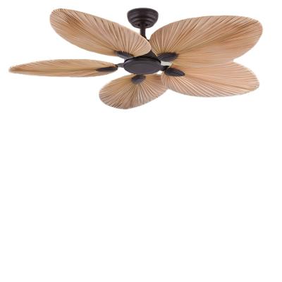 China 2021 new arrival of Crystal Ceiling Fan 52 inch decorative palm leaf ventilation ceiling fan with remote control for sale