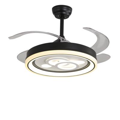 China Modern Chandelier Ceiling Fan 42 Inch Retractable Bladeless Ceiling Fan With Remote Control Dimmable Led Ceiling Fans for sale