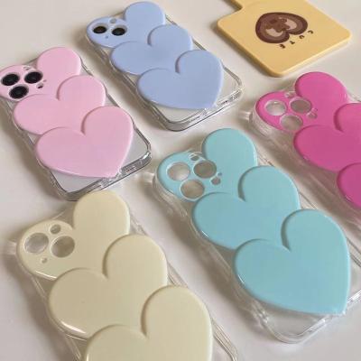 China Hot Shockproof Love Pure Heart Triple Color Soft Phone Case For iPhone 11 12 13 Pro Max Macaron Solid Color Slamproof Phone Back Cover for sale