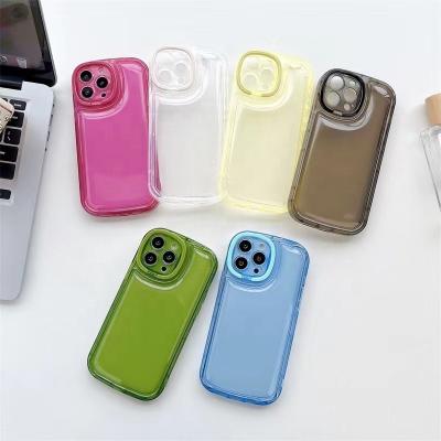 China Invisible Shockproof Fashion Camera Lens Protector Kickstand Phone Case For iPhone 11 12 13 pro Max Jelly Color Soft TPU Shockproof Cover for sale