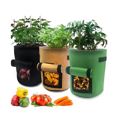 China Breathable Non Woven Fabric Flower Pot Planting Bag Aerated Growing Bag Garden Felt 20 Gallon Vegetable Garden Potato Grow Bag for sale