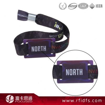 China 1024/2048 bytes or other chips factory price wristband nfc ntag213 rfid smart card woven wristband for sale