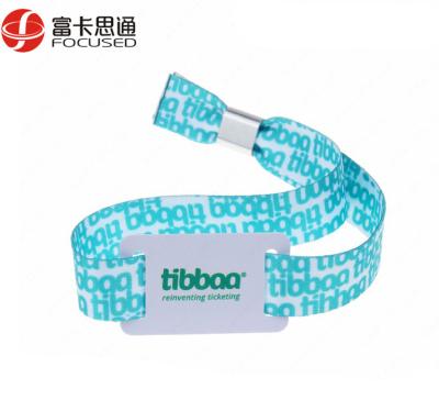 China Event Access Control Festival Party HF 13.56mhz RFID Woven NFC Wristband Wearable Tag for sale