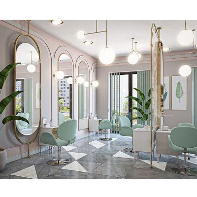 China Modern Barber Shop Decor Barber Shop Chairs Beauty Mirror Nail Manicure Table Beauty Salon Furniture Hair Salon Equipment for sale