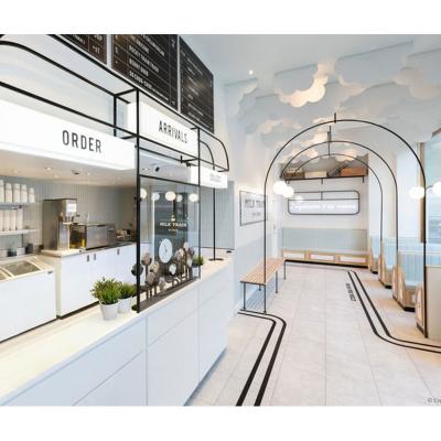 China One-stop design modern milk tea shop service shopping mall design milk tea shop kiosk bar counter layout modern customized design for sale