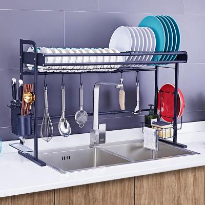 China Sustainable Adjustable Dish Drying Rack Over The Sink Length Expandable Drainer Rack Kitchen Counter Shelf Storage Rack for sale