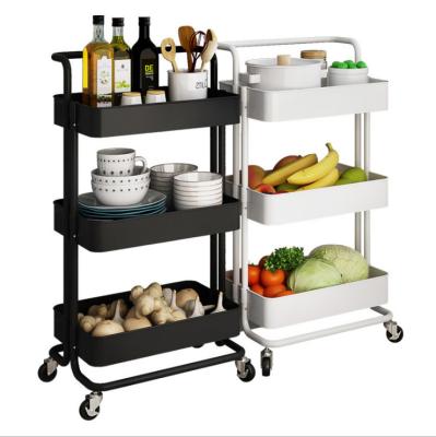 China Practical 3 Layers Kitchen Island Storage Rack Hotel Room Serving Plastic Kitchen Trolley Household Bathroom Trolley With Wheel for sale