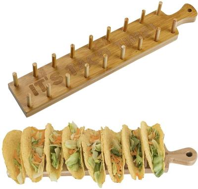 China Sustainable High Quality Appetizer Tray Ecoconscious Wooden Serving Tray Bamboo Taco Holder for sale