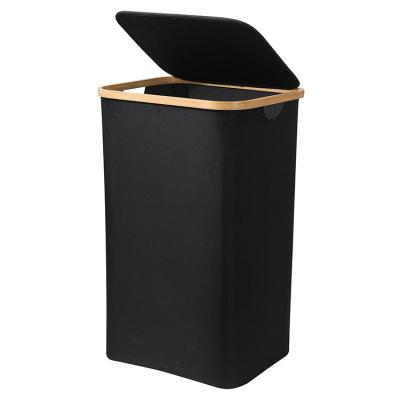 China Large Black Minimalist Laundry Hamper Dirty Collapsible Laundry Basket Laundry Hamper With Handles for sale