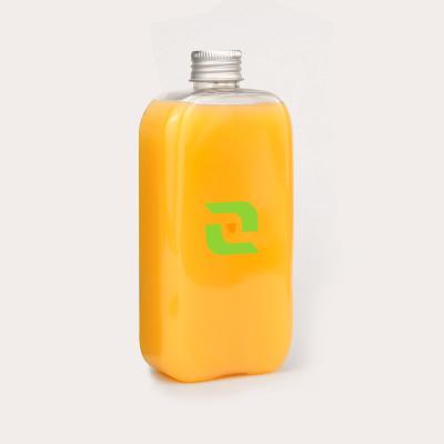 China Supplier Clear Plastic Bottles Customizable Color Screen Printing 300Ml 400Ml Labeling Drink Bottles Square Flat Bottles for sale