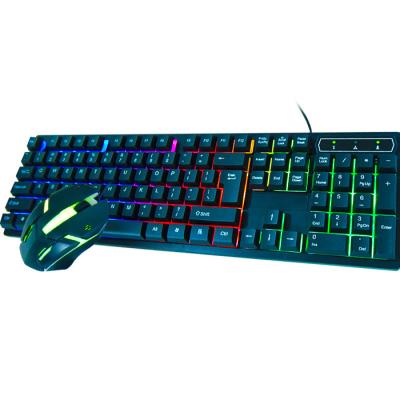 China For Gaming High Quality Rainbow Backlight USB Keyboard Mouse Set Ergonomic Keyboard and Gaming Mouse Set for PC Laptop Gamer for sale