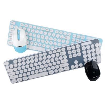 China Hot Sale OEM Standard Round Colored White Key 2.4G Wireless Keyboard And Mouse Combo for sale