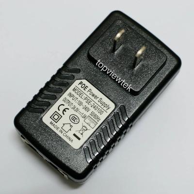 China 24v1A PoE Power Supply IEEE 802.3af 100M 15v 24v 52v 56V 48V PoE Power Adapter POE2401 for sale