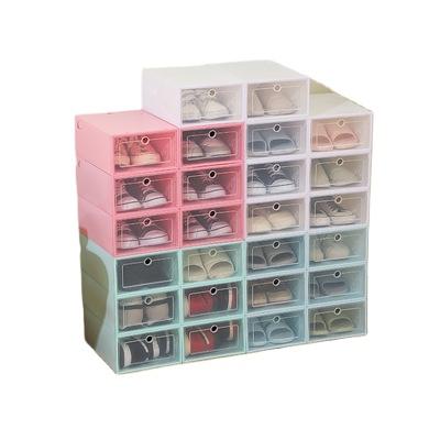 China Viable Folding Clear Shoe Racks Side Open Door Plastic Boxing Shoes Organizer with Dividers for Shoe Drawer for sale