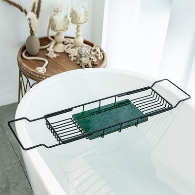 China Telescopic Marble Bath Shelf Bathroom Storage Rack Nordic Minimalist Bathroom Bathtub Holder Rack for sale