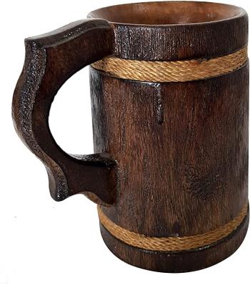 China Drop Shipping Wooden Viable Beer Mug With Bottle Opener Thermos Mug Hammer Pattern Sprayed Wooden Beer Mug for sale