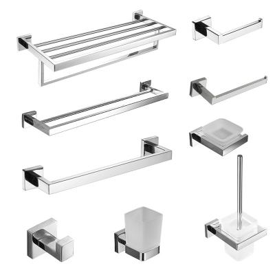 China Modern Lightweight SUS304 Stainless Steel Bathroom Accessories Set Hotel Bathroom Towel Rack Modern Bathroom Hardware Hanging Shelf for sale