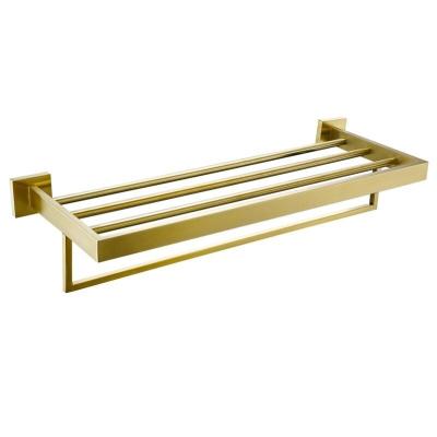 China Modern 304 Stainless Steel Bathroom Towel Rack Bath Towel Rack Brushed Gold Hotel Bathroom Hanger for sale