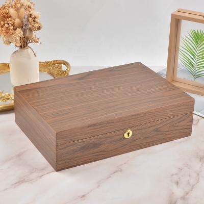 China Storage Luxury Display Organizer wood Design Metal Buckle Jewelry Storage Boxes Holder Large Glass Top Ring Wood Watch Box for sale