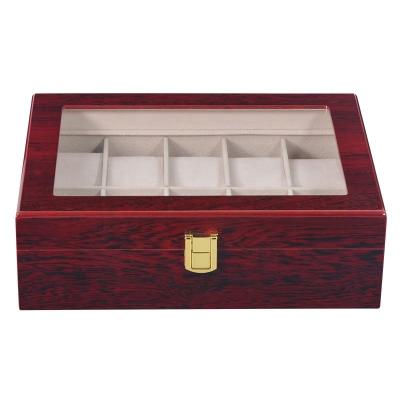 China Luxury  Watch Box Personalized Custom Logo Wooden Watch Box Case High Glossy Paint Big Glass Display Watch Packaging Box Watch Holder for sale