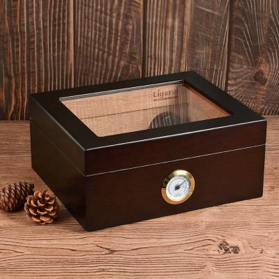 China Moisture-proof Wholesale Cedar Wood Humidor Box Portable Travel Cigar Case Humidifier Hygrometer Cigar Humidor Sigaren Box For Cigars for sale