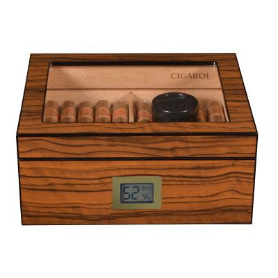 China Luxury Luxury Wooden Cigar Box With Digital Hygrometer And Humidifier Large Cigar Case Storage Cigar Humidor for sale