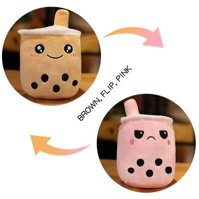 China Reversible 2021 Toy Cartoon Milk Tea Shaped Pillow Plush Toys for sale