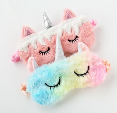 China Wholesale Colorful Unicorn Girl Eye Mask Sleeping Eye Mask Plush Goods New In Stock for sale