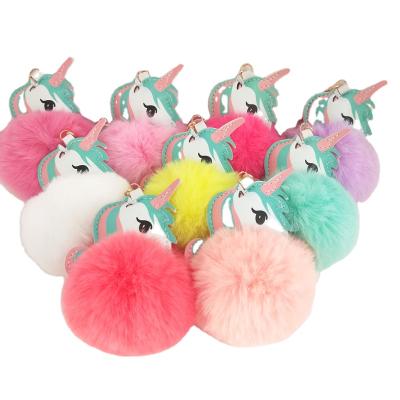 China Promotion Gift Key Chain/Soft Plush Unicorn Keychain Pom Pom Unicorn Bag Pendant Cute Furry Fur Ball Pendant/Bag Pendant/New Arrival Rabbit Decoration for sale