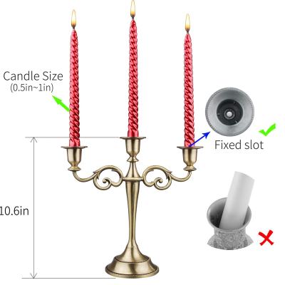 China Elegant Table Centerpiece Wedding Home Wedding Halloween Decor Holiday Decoration 3 Candles Candle Holder Stand Metal Candelabra for sale