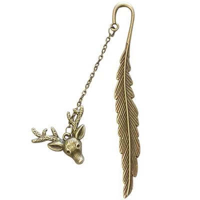 China Africa Kids Custom Metal Feather Bookmarks With A 3D Animal Pendant for sale