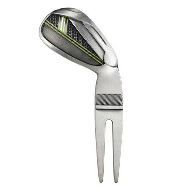 China Factory Made Custom Milled Golf Cap Clip Grind HI-TOE 2-Prong Golf Wedge Digging Tool With Golf Ball Marker for sale