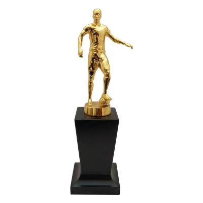 China Antique Imitation Manufacturer Wholesale Gold Wooden Championship League Awards Base Metal Foodball Trophies for sale