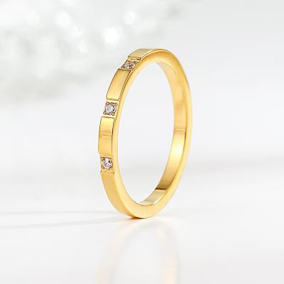 China Wedding Jewelry Ring Gold P Polished Soft Outdoor Anniversary Love Friendship With Zircon Stones Stainless Steel Promise Ring For Women Teen Girl for sale