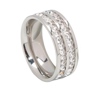 China European and American silver ring gold couples stainless steel polished custom diamond ring smooth surface ring for sale