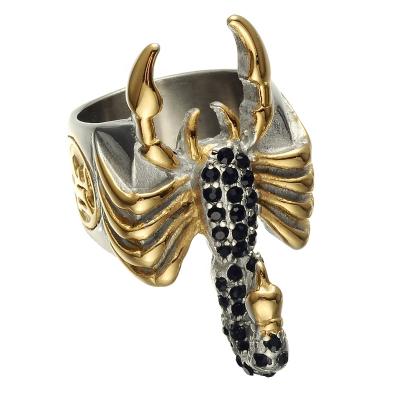 China 2021 FASHIONABLE Stainless Steel Black Diamond Scorpion Ring Titanium Men's Ring Punk Jewelry for sale