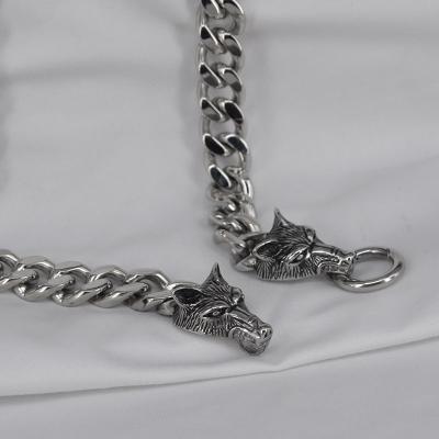 China Casual/Sporty Stainless Steel Wolf Cuban Link Chunky Necklace Chain For Men Women Necklace for sale