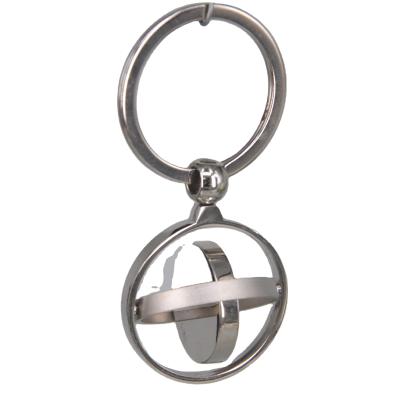 China Metal Personalized Matte Silver Blank Spinner Keyrings With Spinning Blank Center for sale