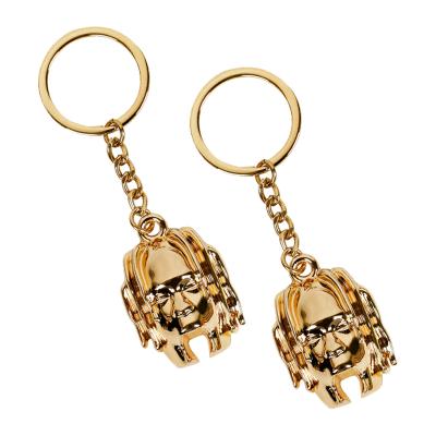 China Metal Customized Anime Convex Luxury Cute Gold 3D Metal Keychains With Charms for sale