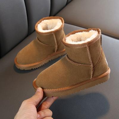 China New Thermal Leather Thickened Children's Snow Boots With Fur Cotton Shoes For Boys And Girls for sale